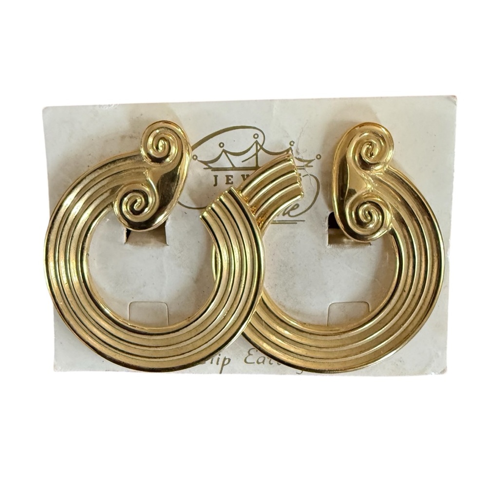 Vintage PARK LANE Gold Tone Curved Column Clip On Earring Neoclassical Jewelry